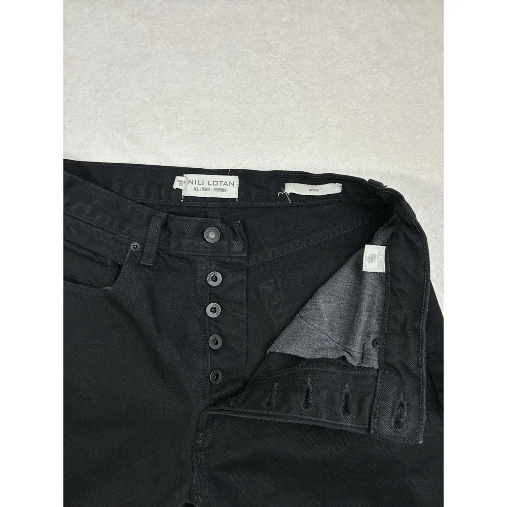Nili Lotan || Archer Jeans High Waist Straight Taper in Black Size 26